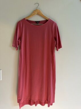 Eileen Fisher Rose Pink Midi T-Shirt Dress with stretch small
